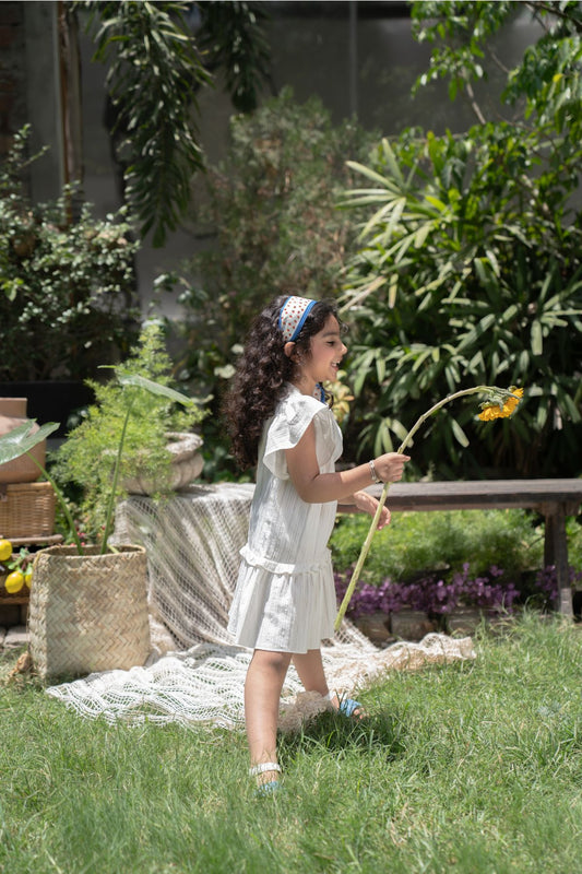 FLUTTER SLEEVE COTTON DRESS