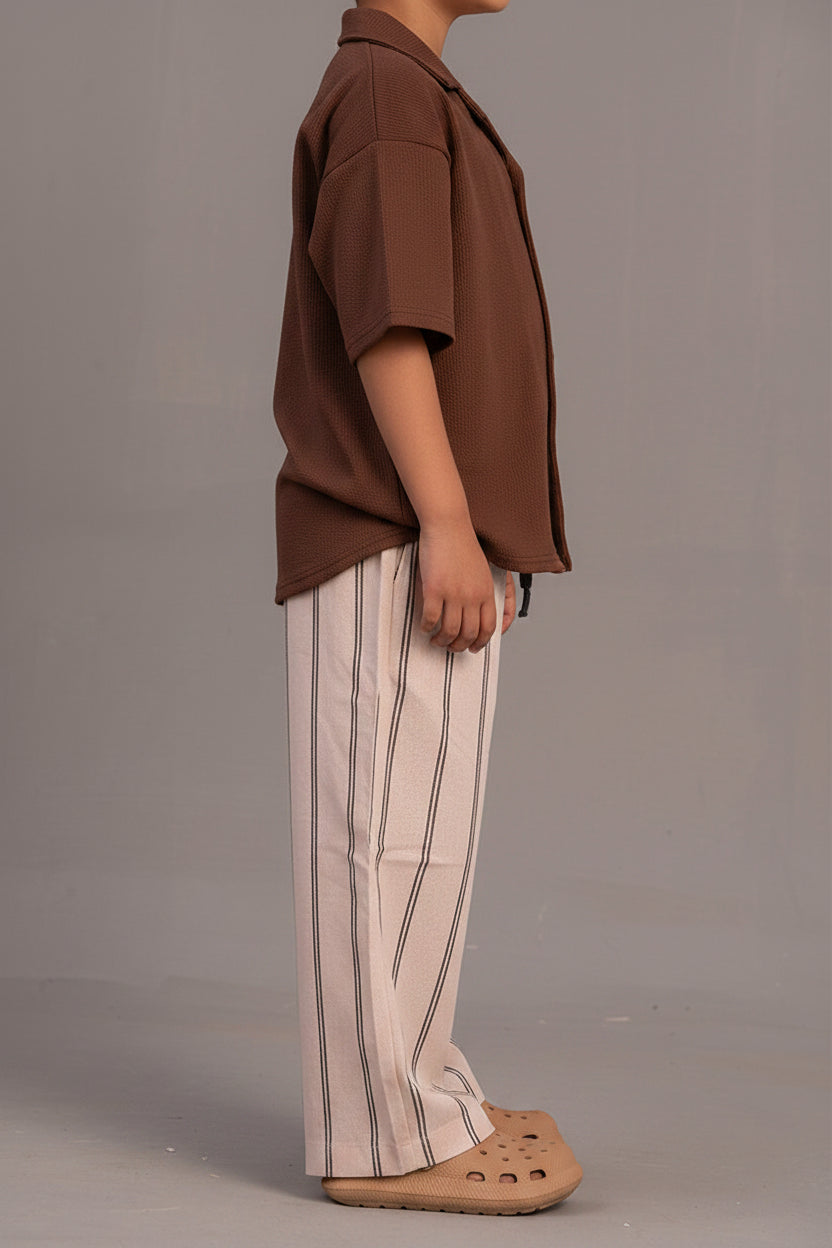 Stripe Cotton Linen Trousers