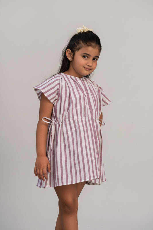 Stripe Side Pleat Dress