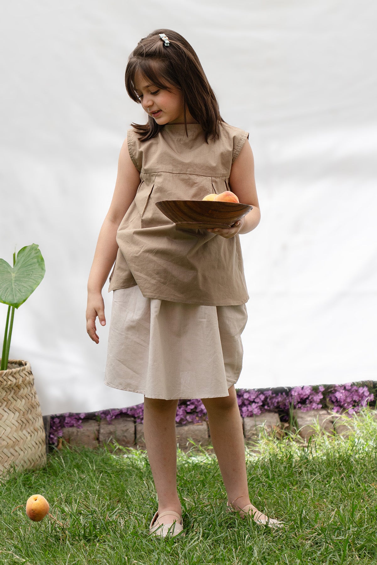 LINEN SKIRT WITH ELASTIC WAIST