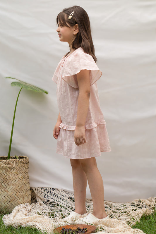 FLUTTER SLEEVE COTTON DRESS
