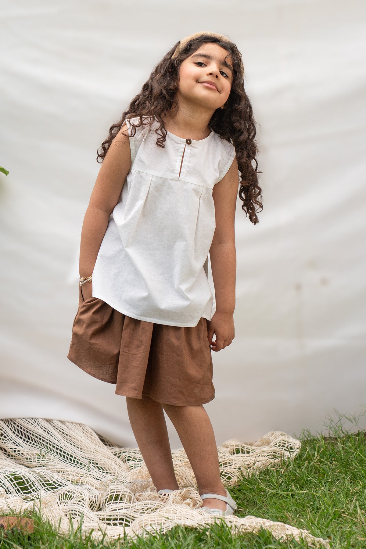 LINEN SKIRT WITH ELASTIC WAIST