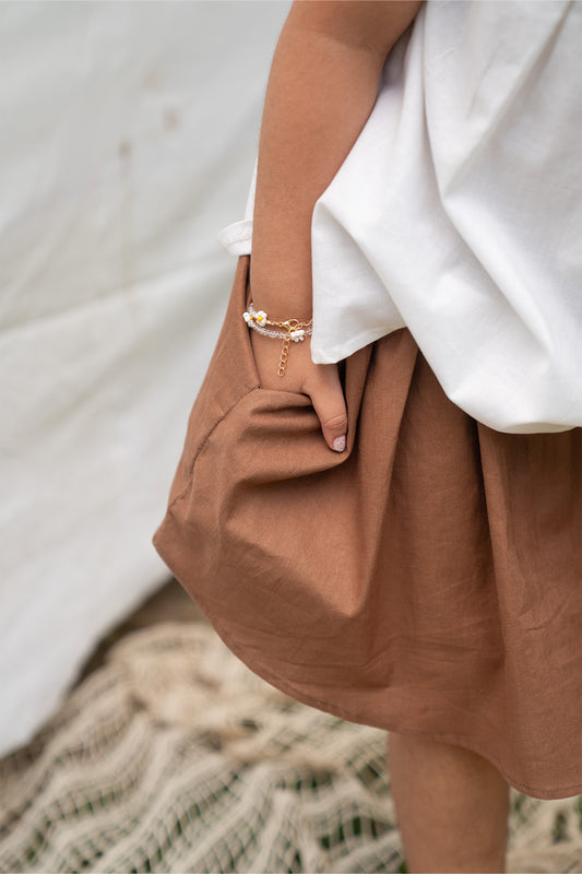 LINEN SKIRT WITH ELASTIC WAIST