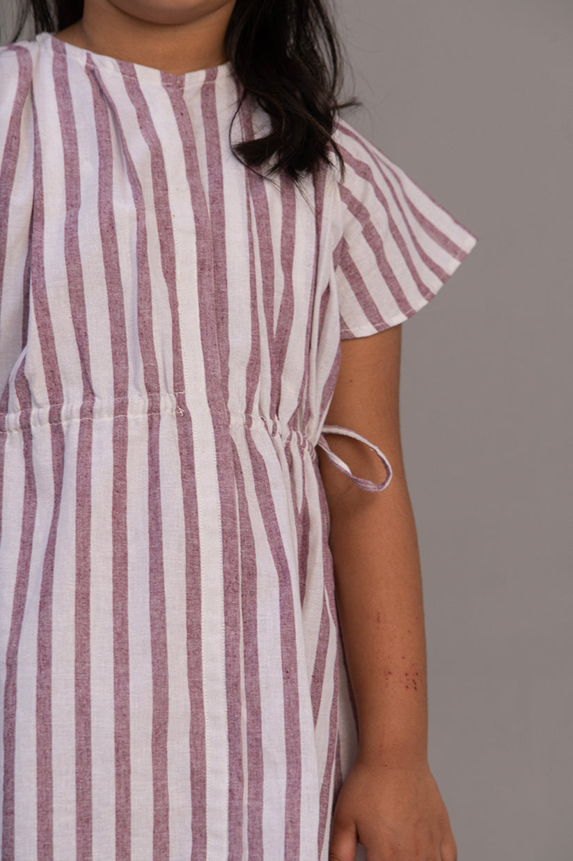 Stripe Side Pleat Dress