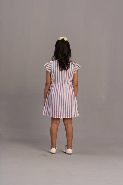 Stripe Side Pleat Dress