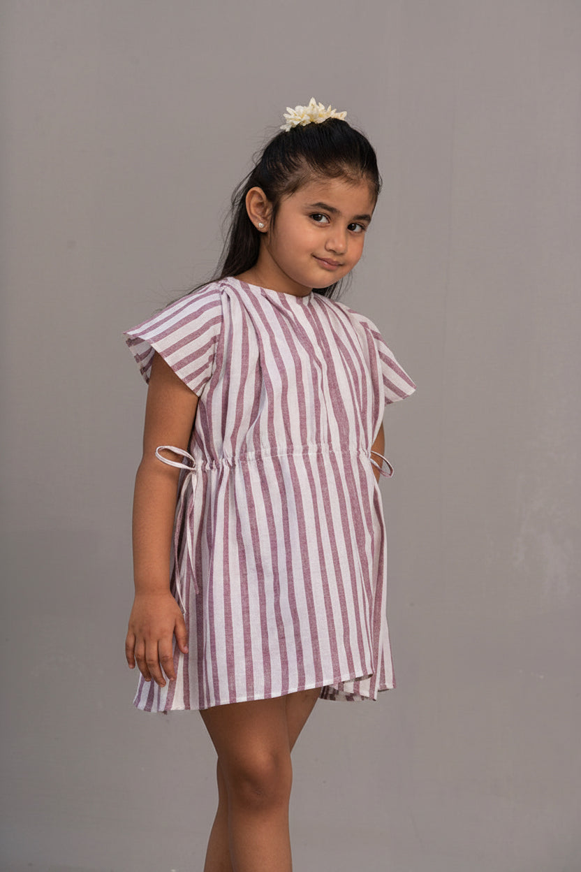Stripe Side Pleat Dress