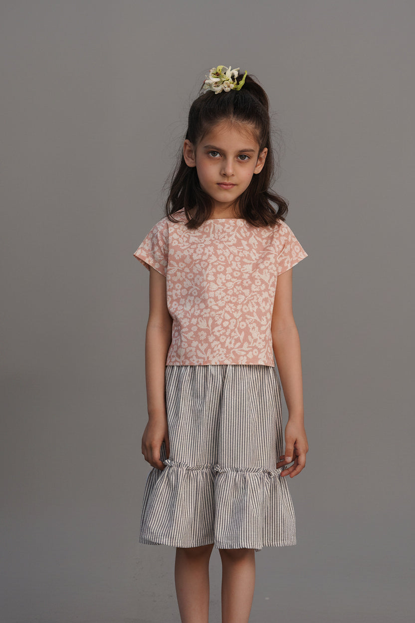 Striped Ruffle Hem Skirt