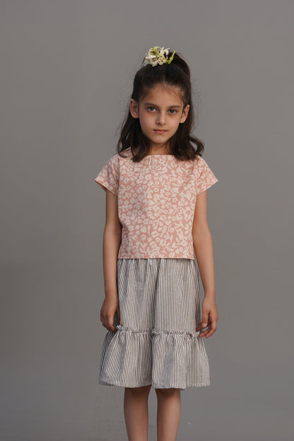 Striped Ruffle Hem Skirt