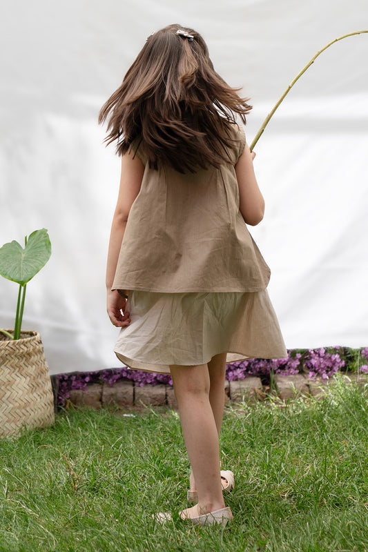 LINEN SKIRT WITH ELASTIC WAIST