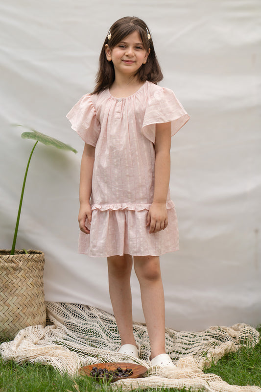 FLUTTER SLEEVE COTTON DRESS