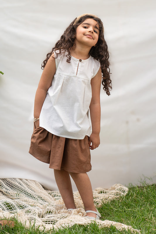 LINEN SKIRT WITH ELASTIC WAIST