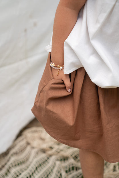 LINEN SKIRT WITH ELASTIC WAIST