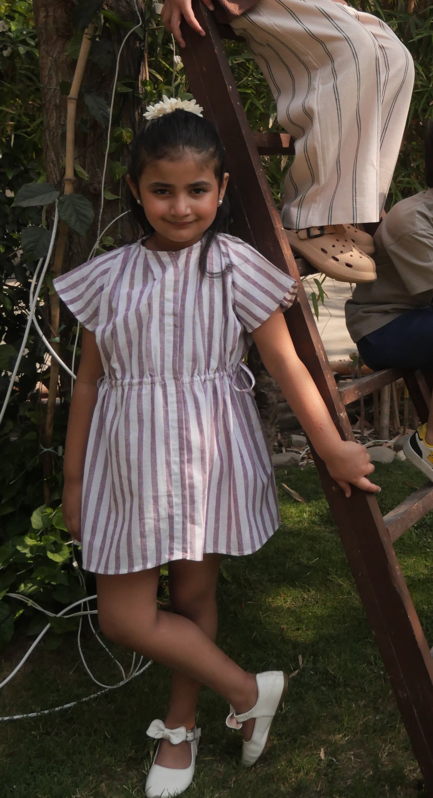 Stripe Side Pleat Dress